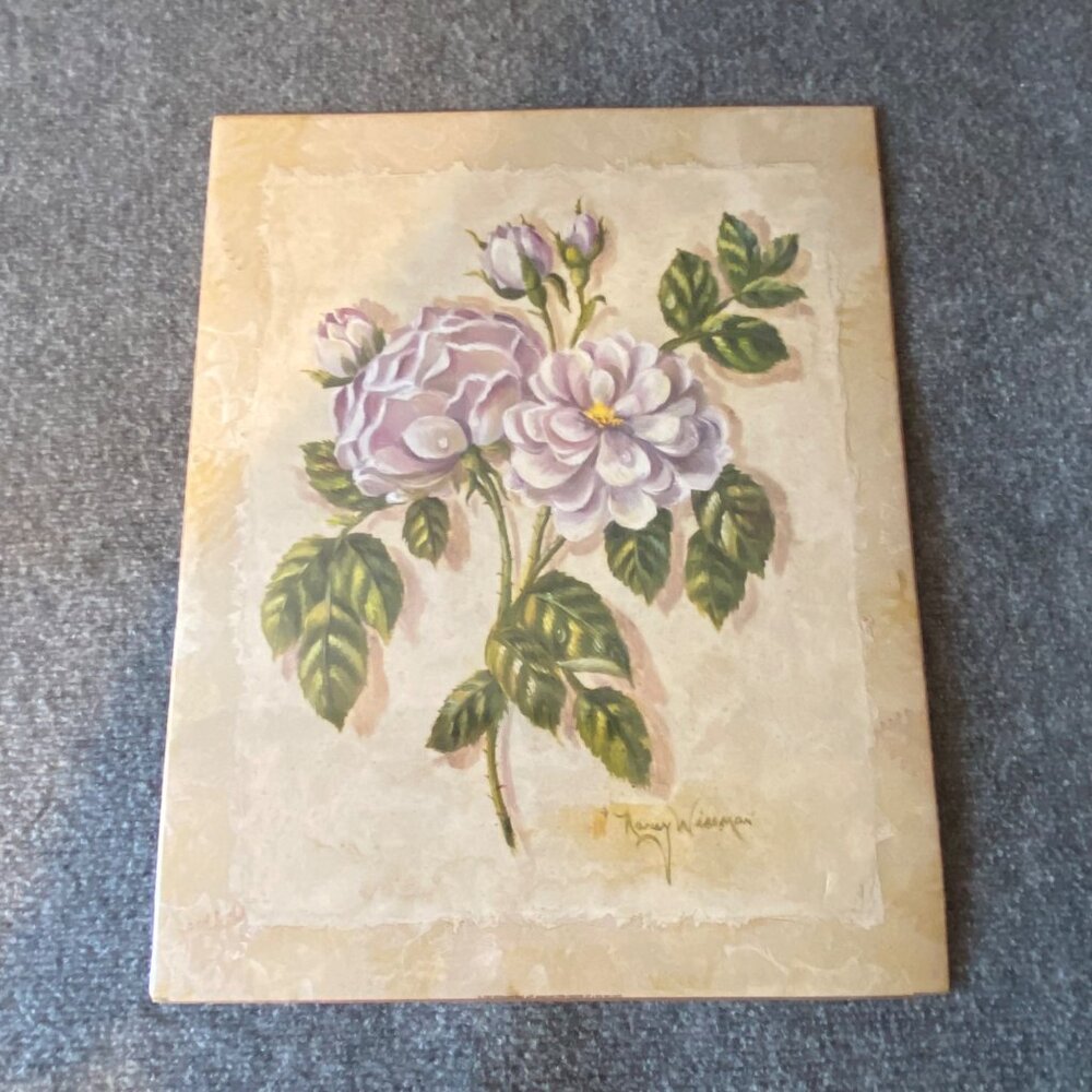 Vintage Nancy Wainscott Floral Print‎ 16x20 Sealed USA Made Cottagecore Wall Art